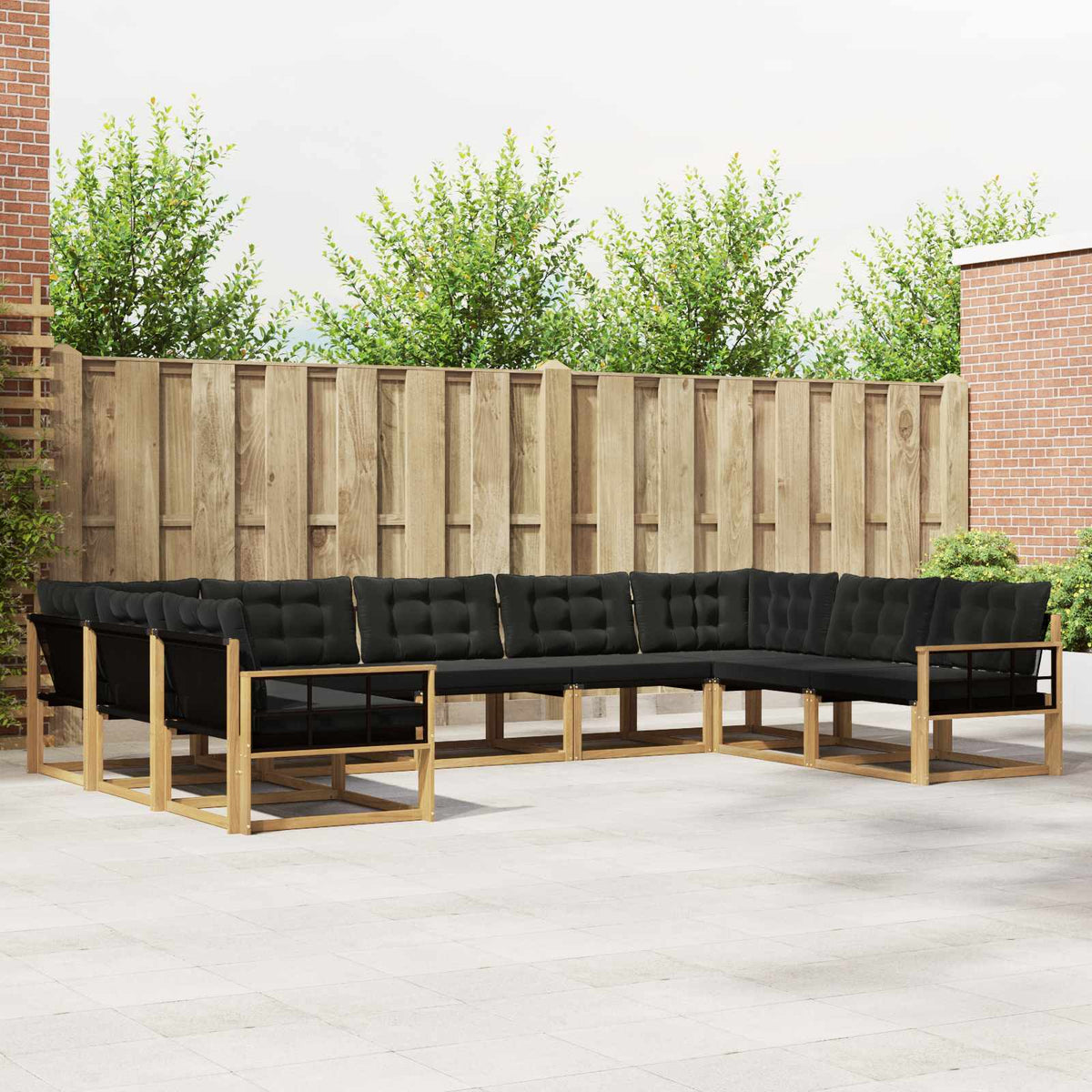 Buiten bankenset met kussen 9 pcs Wit en zwart is nu te koop bij PeponiXL, paradijselijk wonen!