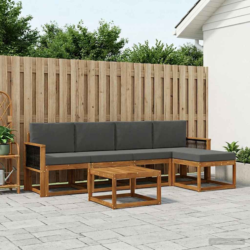 Buiten bankenset 6 pcs Natuurlijk en Antraciet Polyester is nu te koop bij PeponiXL, paradijselijk wonen!