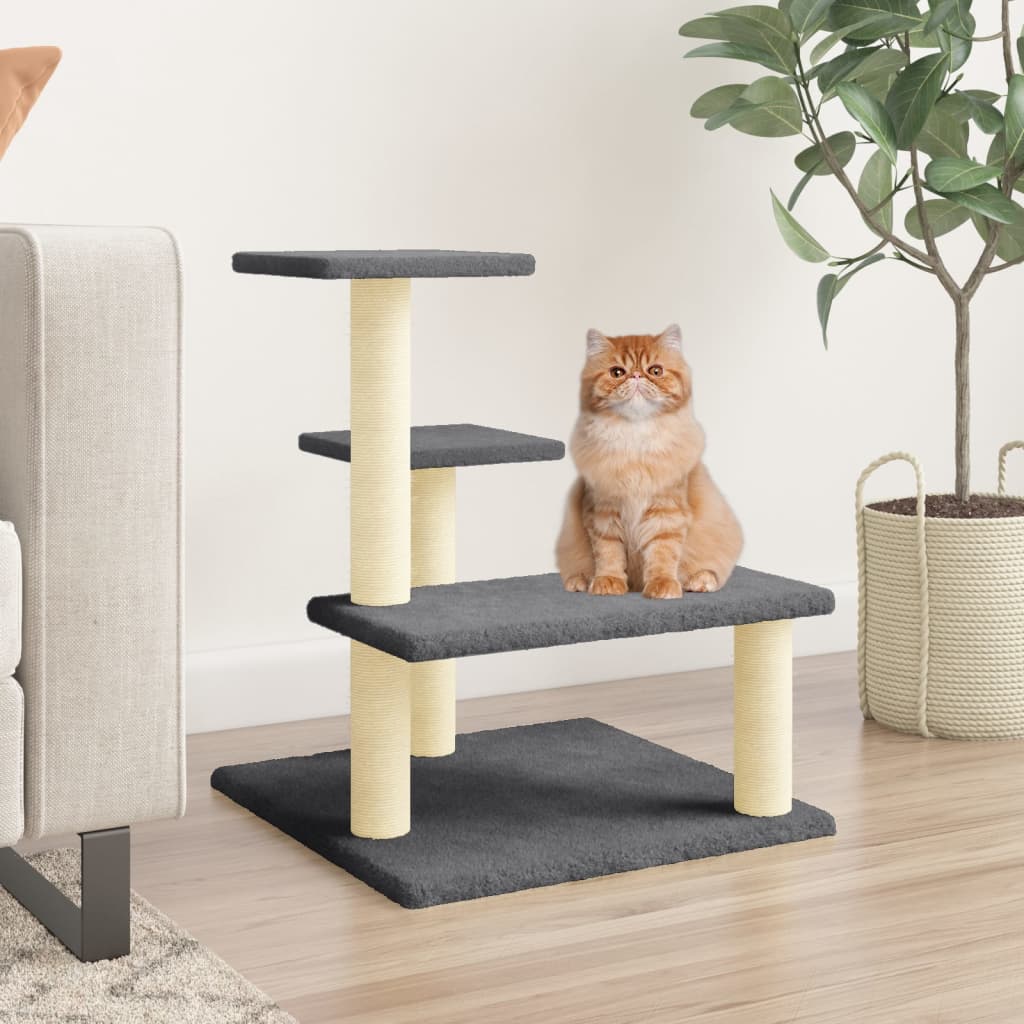 Kattenmeubel met sisal krabpalen 61 cm donkergrijs is nu te koop bij PeponiXL, paradijselijk wonen!