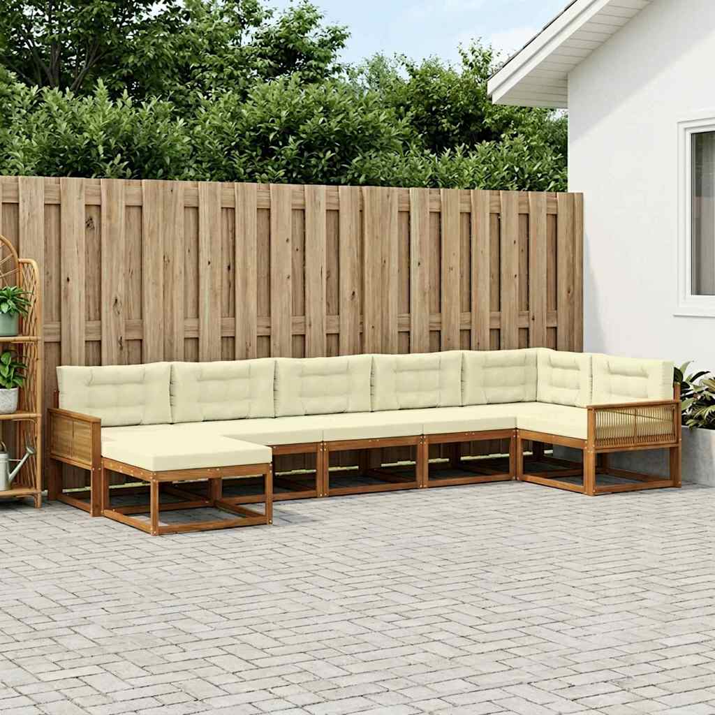 Buiten bankenset met kussen 7 pcs Natuurlijk en Crème is nu te koop bij PeponiXL, paradijselijk wonen!