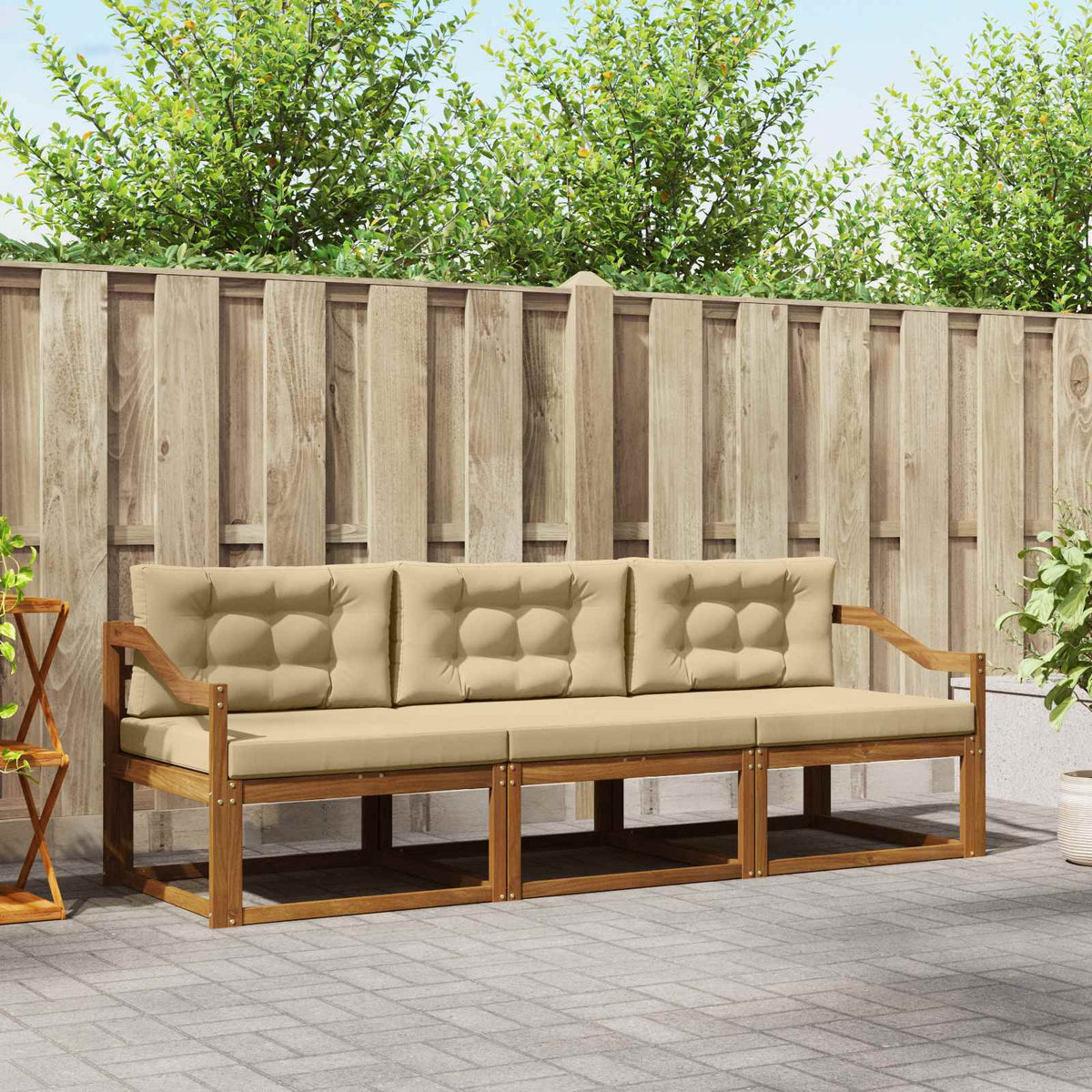 Buiten bankenset met kussen 3 pcs Natuurlijk en Beige is nu te koop bij PeponiXL, paradijselijk wonen!