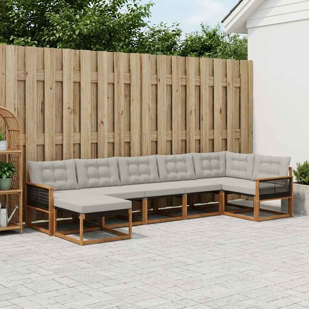 Buiten bankenset met kussen 7 pcs Naturel en lichtgrijs is nu te koop bij PeponiXL, paradijselijk wonen!