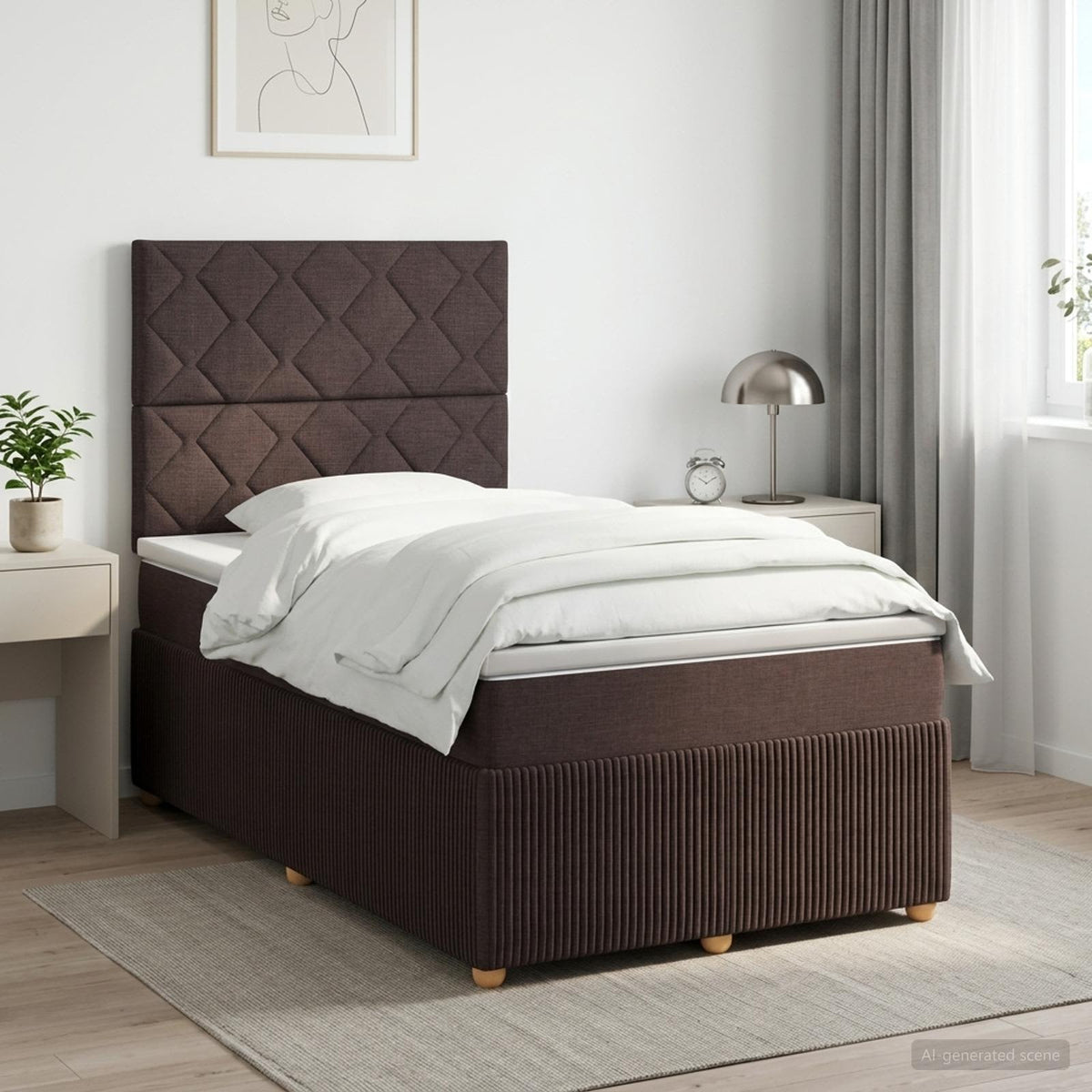 Boxspringbed met matras Donkerbruin 120 x 190 cm Stof is nu te koop bij PeponiXL, paradijselijk wonen!