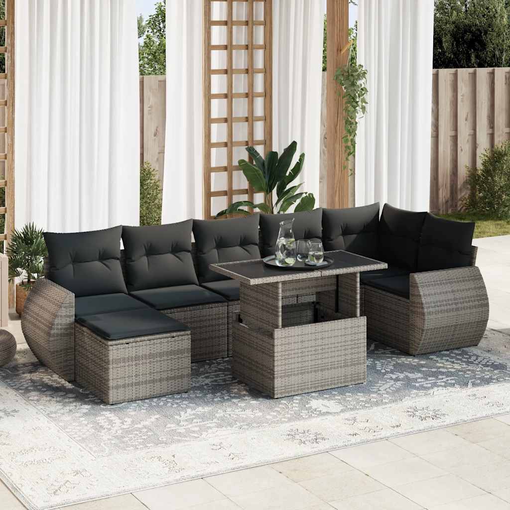 8-delige Loungeset met kussens poly rattan grijs is nu te koop bij PeponiXL, paradijselijk wonen!