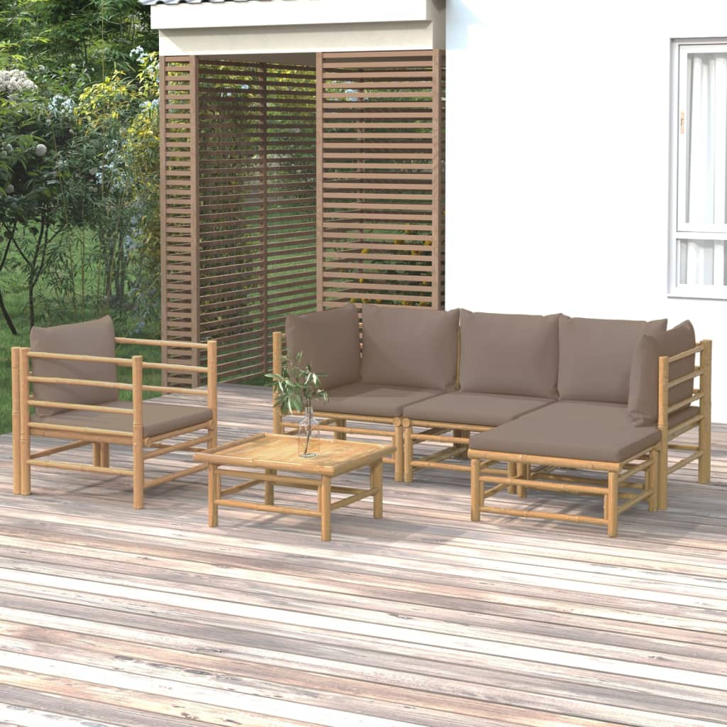 6-delige Loungeset met kussens bamboe taupe is nu te koop bij PeponiXL, paradijselijk wonen!
