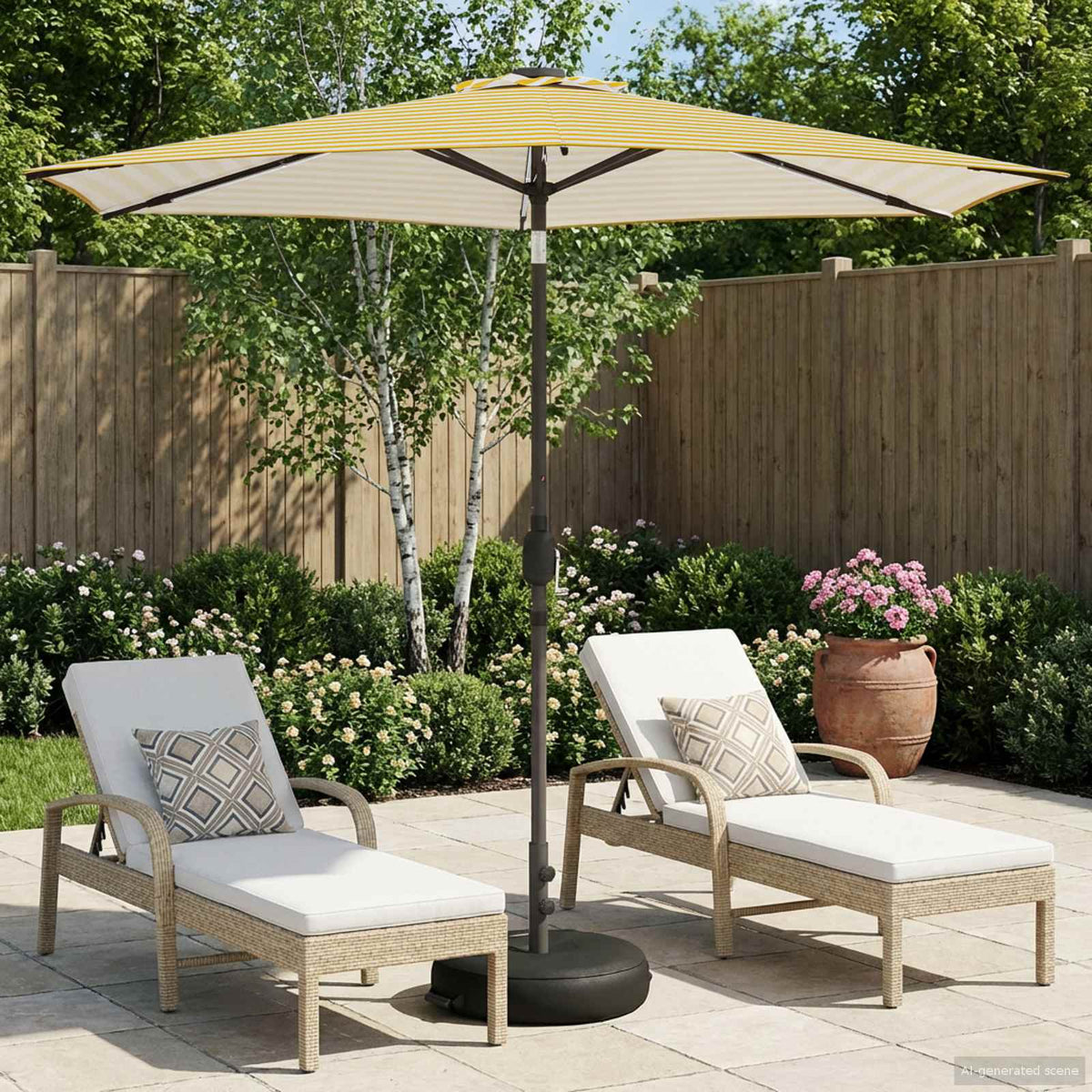 Tuinparasol met LED-lampen en voet 270 x 270 cm Polyester is nu te koop bij PeponiXL, paradijselijk wonen!