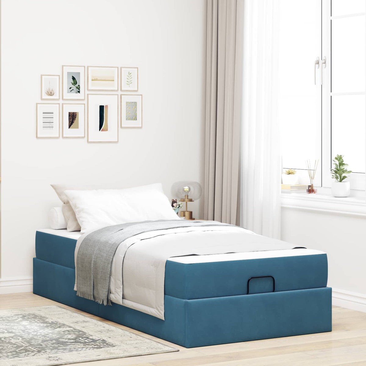 Bedframe met matras 2 pcs Blauw Fluweel is nu te koop bij PeponiXL, paradijselijk wonen!
