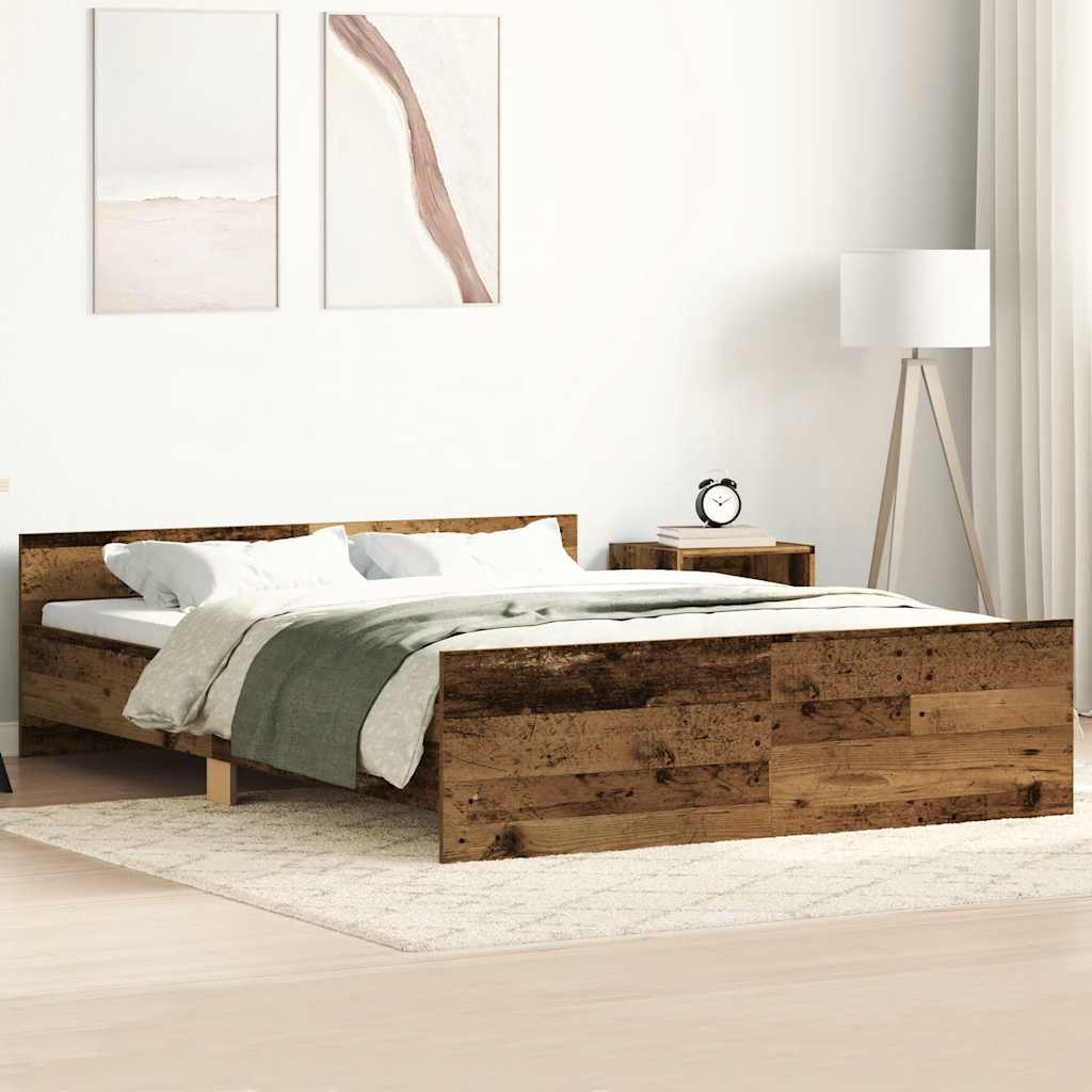 Bedframe zonder matras 150x200 cm bewerkt hout oud hout is nu te koop bij PeponiXL, paradijselijk wonen!