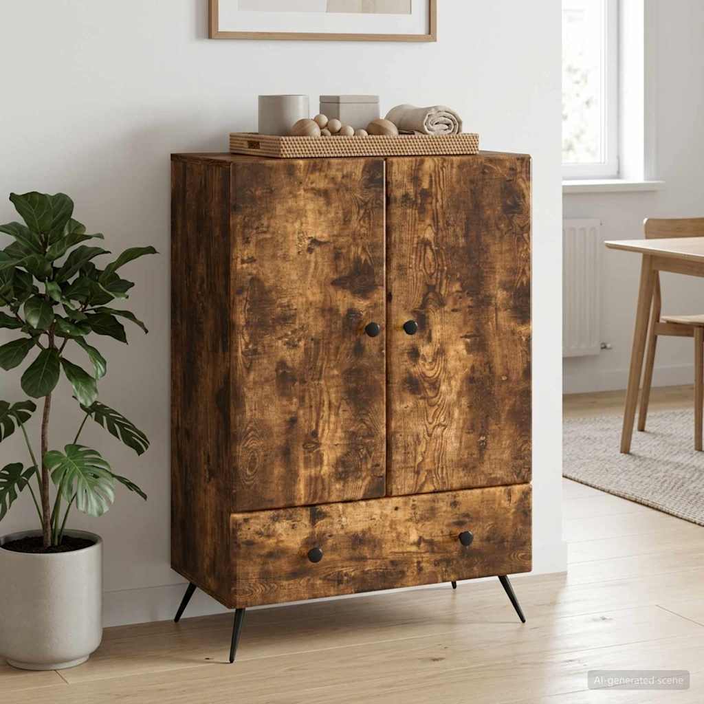Dressoir met lade Gerookt eiken 66 x 34,5 x 95 cm Bewerkt hout is nu te koop bij PeponiXL, paradijselijk wonen!