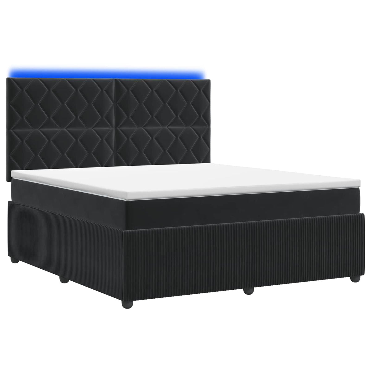 LED Boxspring Bed met Matras Zwart 140 x 200 cm Fluweel is nu te koop bij PeponiXL, paradijselijk wonen!
