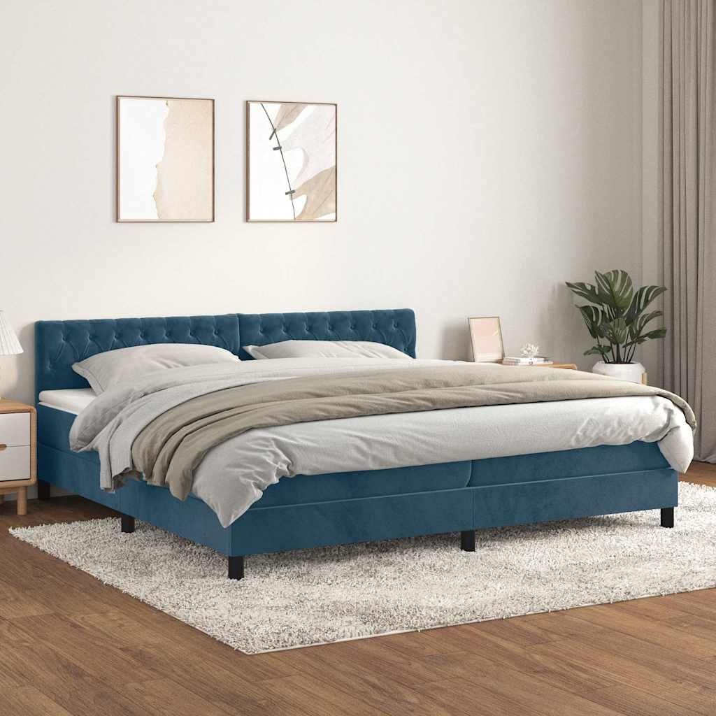 Boxspring met matras fluweel donkerblauw 200x200 cm is nu te koop bij PeponiXL, paradijselijk wonen!