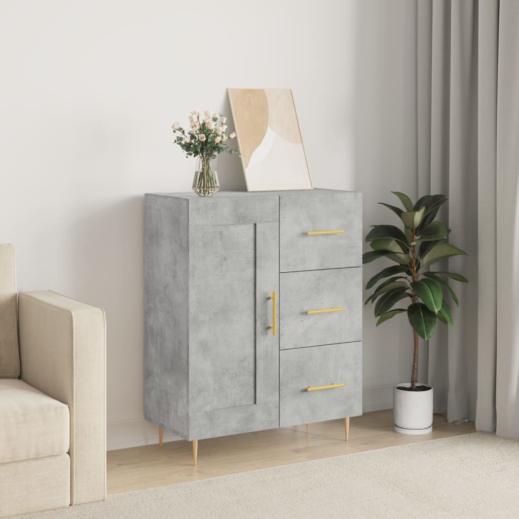 Dressoir 69,5x34x90 cm bewerkt hout betongrijs is nu te koop bij PeponiXL, paradijselijk wonen!