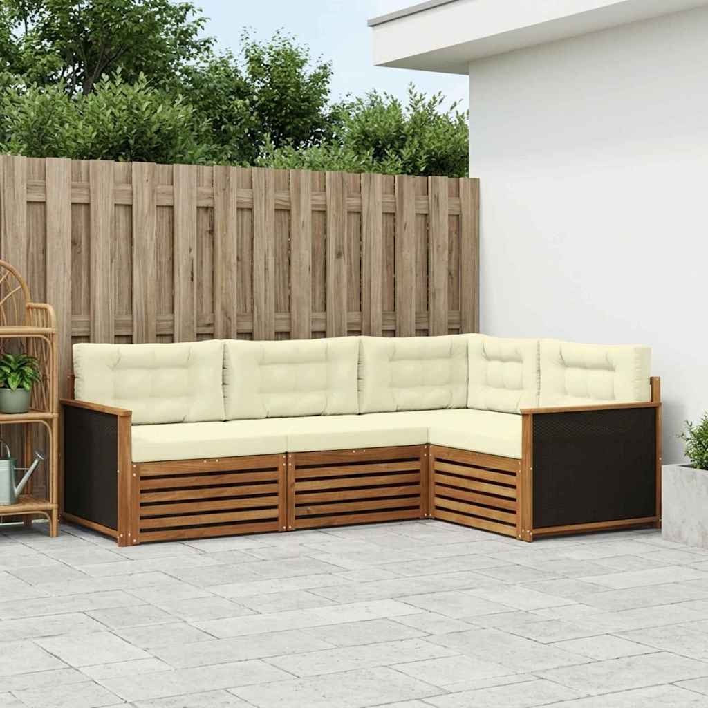 Buiten bankenset 4 pcs Natuurlijk en Crème is nu te koop bij PeponiXL, paradijselijk wonen!