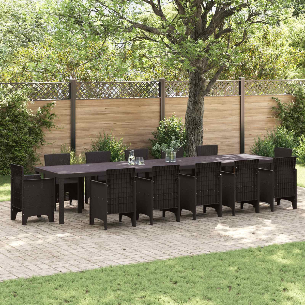 Tuinstafel Bruin 400 x 100 x 73 cm poly rattan is nu te koop bij PeponiXL, paradijselijk wonen!