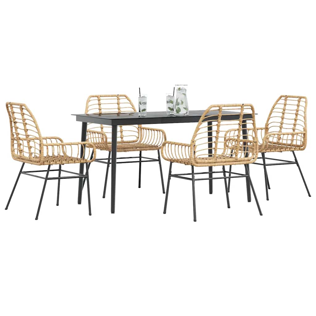 5-delige Tuinset poly rattan glas bruin is nu te koop bij PeponiXL, paradijselijk wonen!