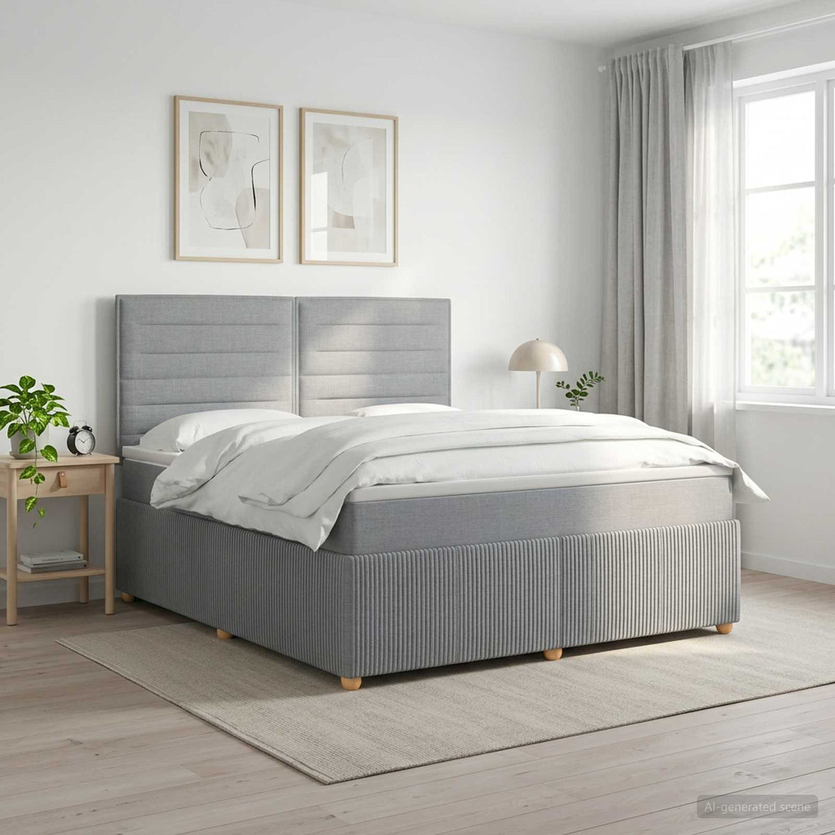 Boxspringbed met matras Lichtgrijs 140 x 200 cm Stof is nu te koop bij PeponiXL, paradijselijk wonen!