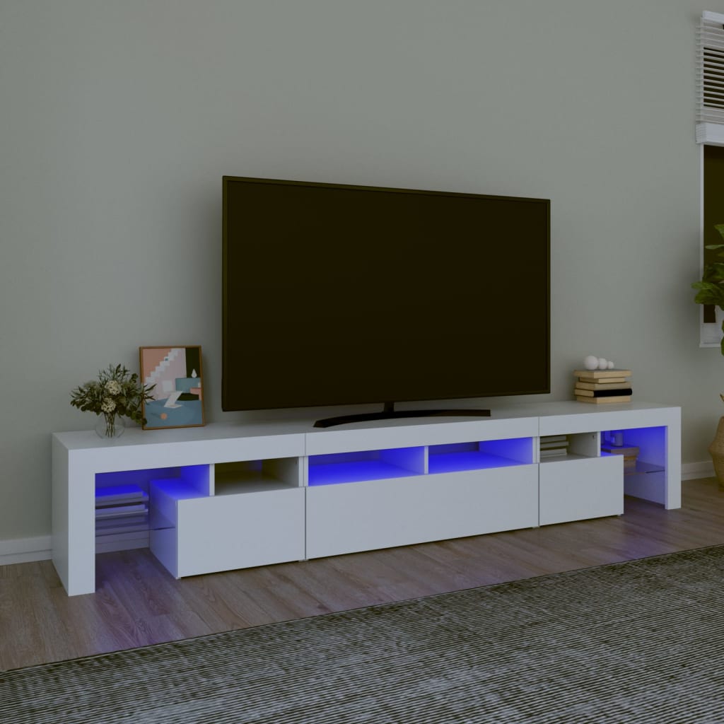 Tv-meubel met LED-verlichting 230x36,5x40 cm wit is nu te koop bij PeponiXL, paradijselijk wonen!