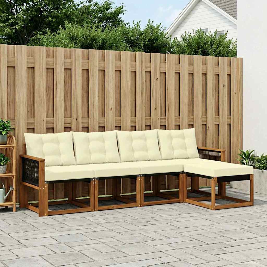 Buiten bankenset met kussen 5 pcs Natuurlijk en Crème is nu te koop bij PeponiXL, paradijselijk wonen!