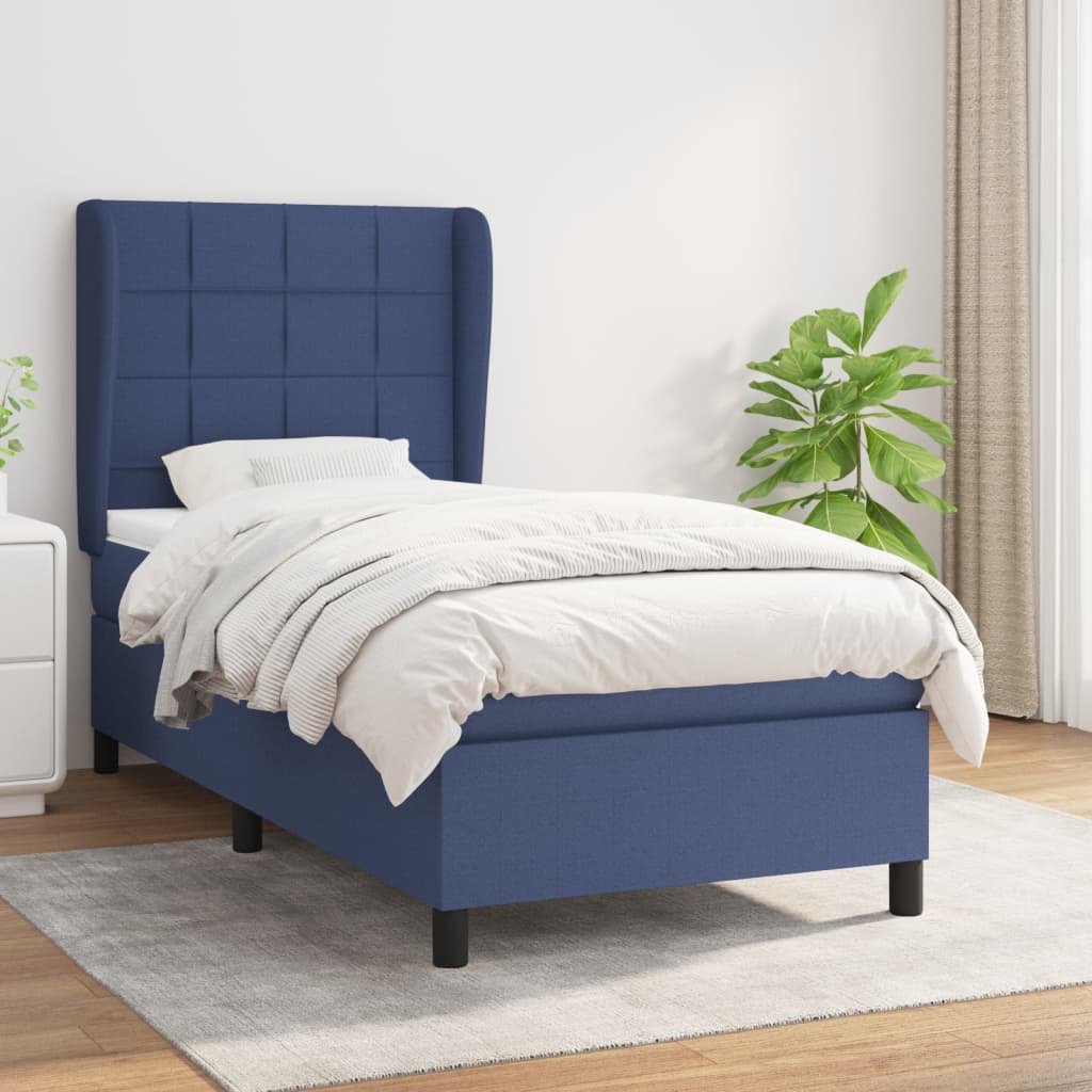 Boxspring met matras stof blauw 90x200 cm is nu te koop bij PeponiXL, paradijselijk wonen!