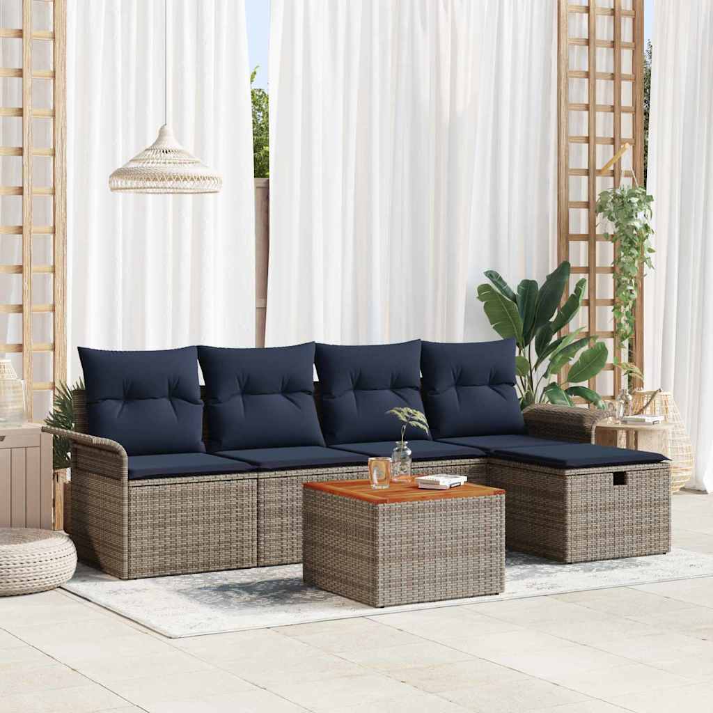 Tuinbankenset met kussen met opslag 6 pcs Grijs poly rattan is nu te koop bij PeponiXL, paradijselijk wonen!