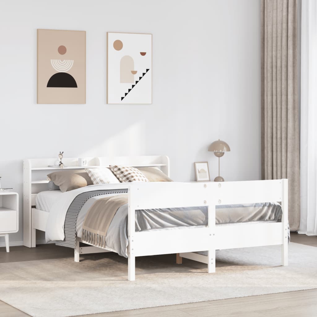 Bedframe zonder matras massief grenenhout wit 140x190 cm is nu te koop bij PeponiXL, paradijselijk wonen!