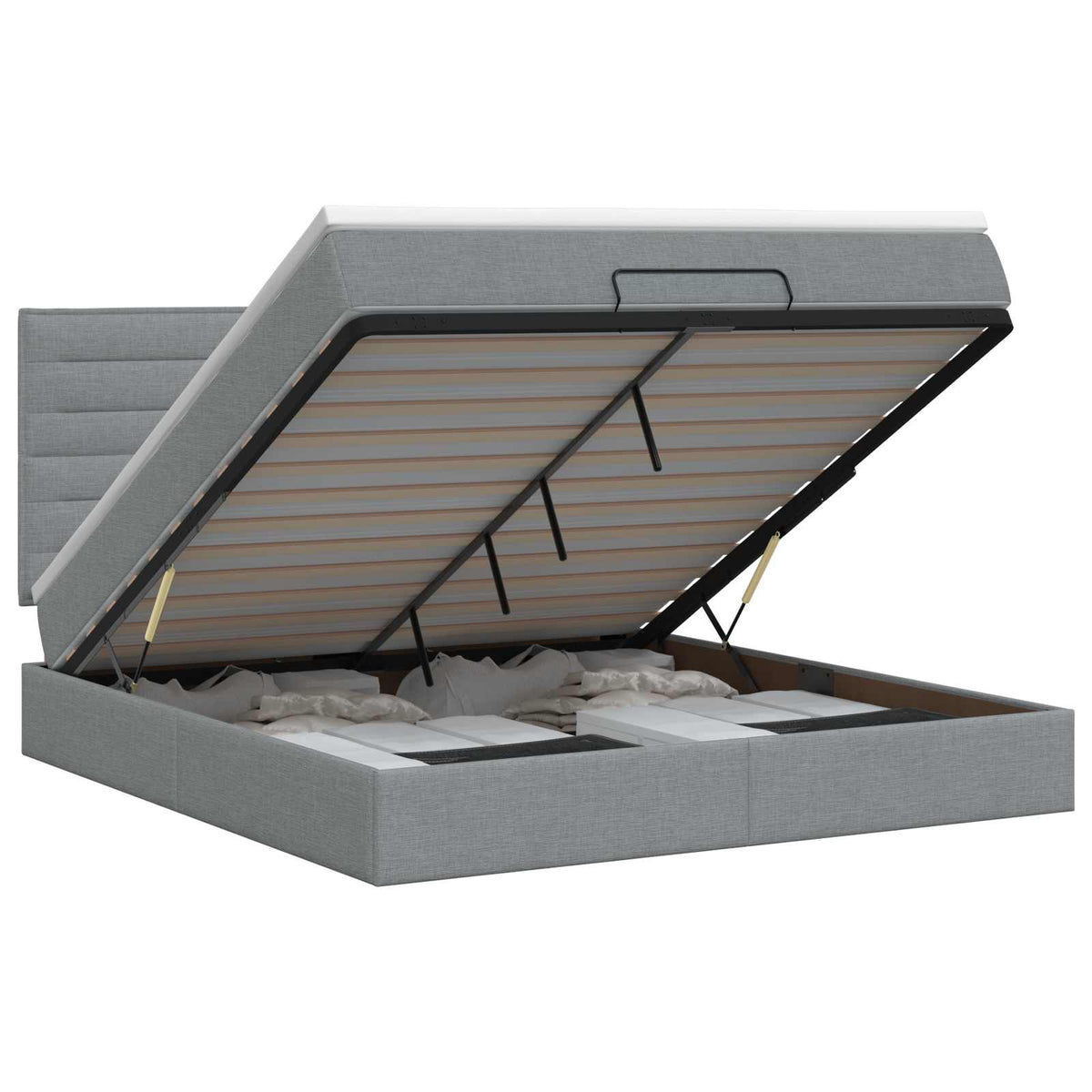 Ottoman bed met matras Lichtgrijs 140 x 190 cm Stof is nu te koop bij PeponiXL, paradijselijk wonen!
