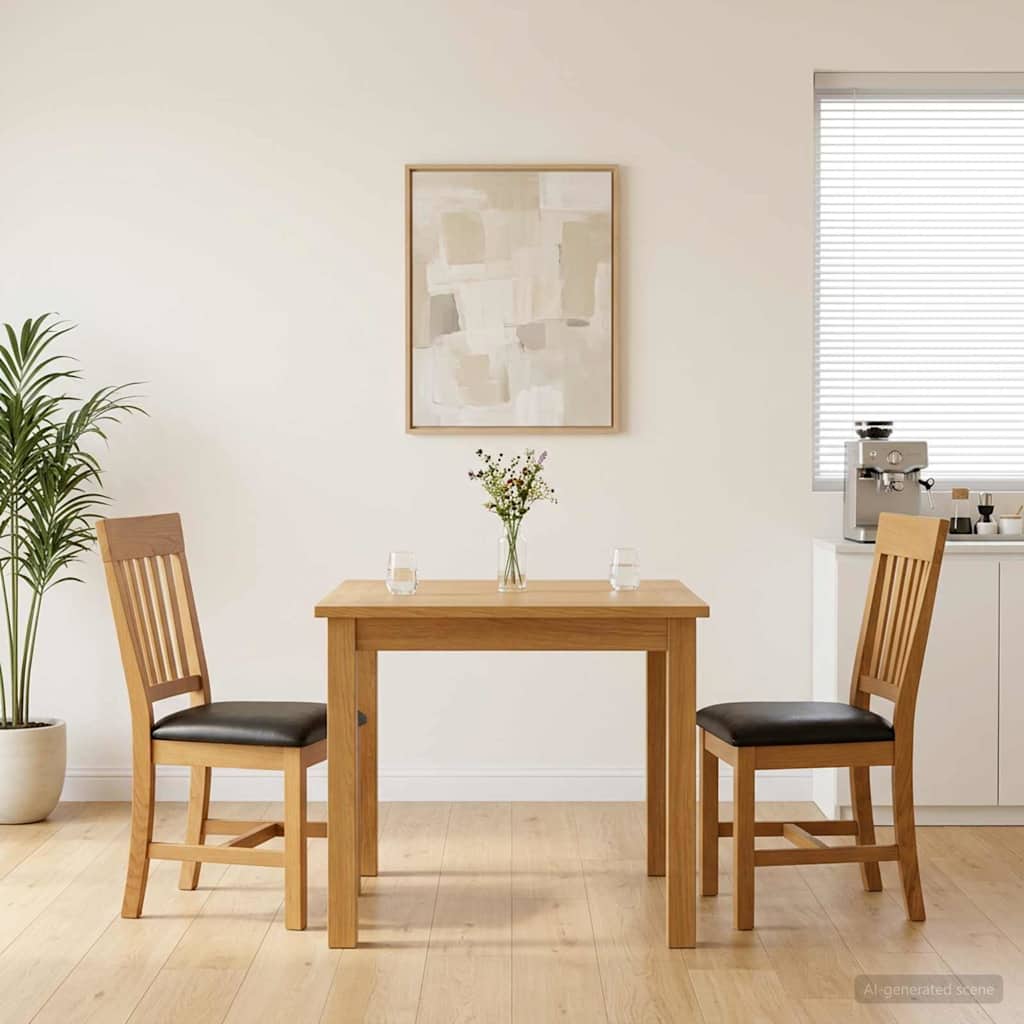 Eetkamerstoel 2 pcs Massief Eikenhout Zwart 45 x 59 x 92 cm is nu te koop bij PeponiXL, paradijselijk wonen!