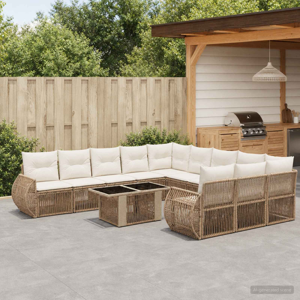 Tuinbankenset 12 st Beige en Crème Wit poly rattan is nu te koop bij PeponiXL, paradijselijk wonen!