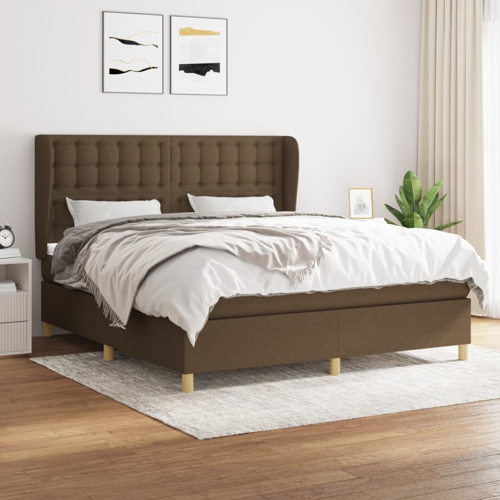 Boxspring met matras stof donkerbruin 180x200 cm is nu te koop bij PeponiXL, paradijselijk wonen!