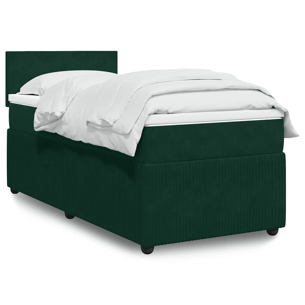 Boxspring met matras fluweel donkergroen 80x200 cm is nu te koop bij PeponiXL, paradijselijk wonen!