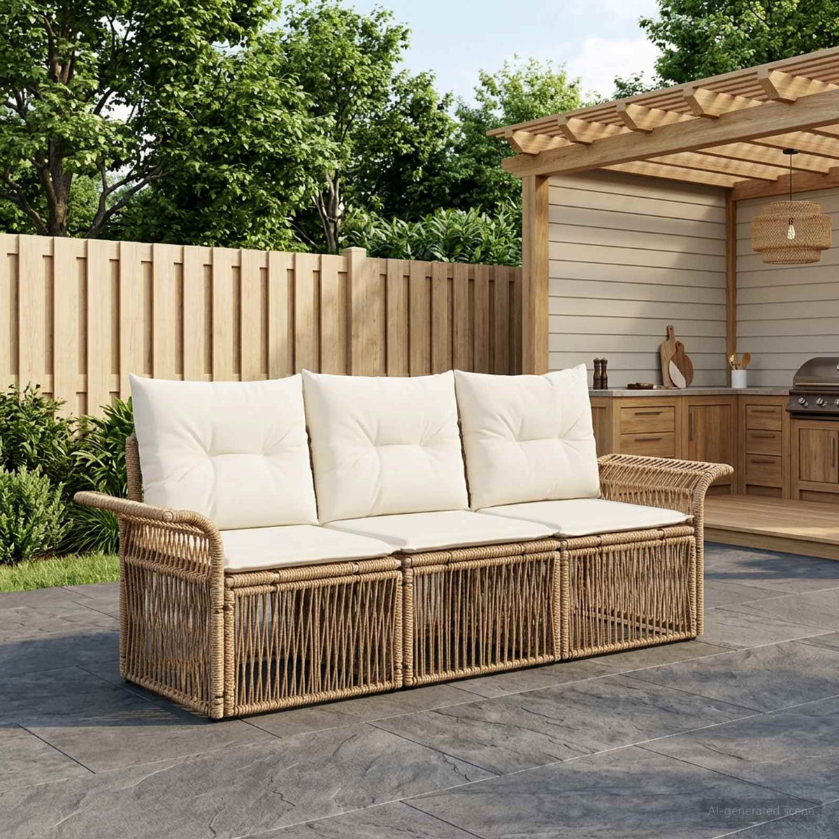Tuinbankenset 3 pcs Beige poly rattan is nu te koop bij PeponiXL, paradijselijk wonen!