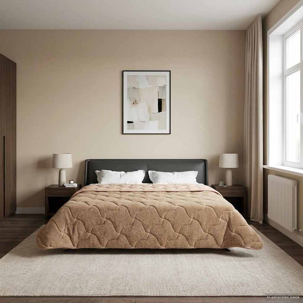 Zomer Dekbed Taupe 220 x 260 cm Microfiber en Teddy fleece is nu te koop bij PeponiXL, paradijselijk wonen!