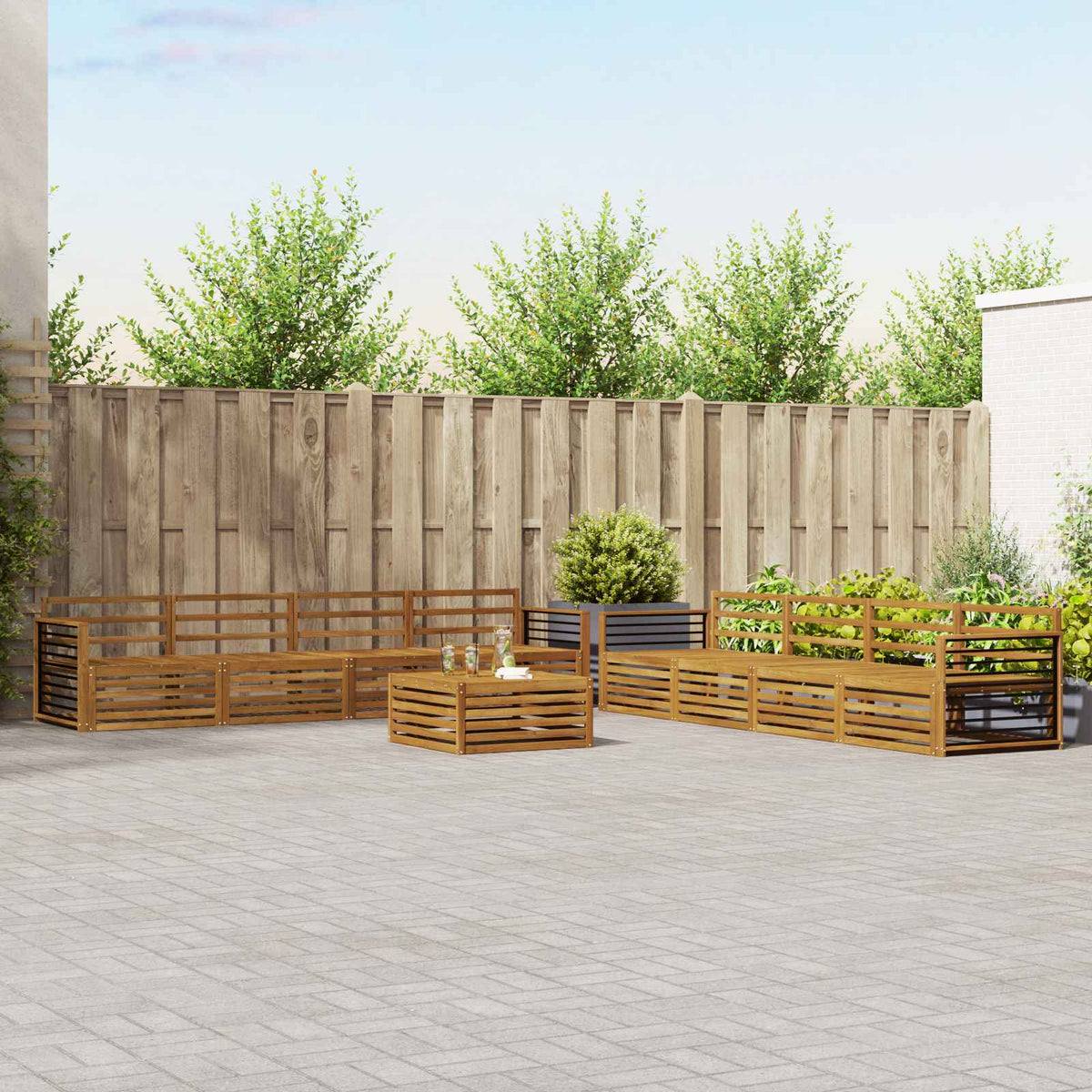 Buiten bankenset 9 pcs Naturel Massief Acaciahout is nu te koop bij PeponiXL, paradijselijk wonen!