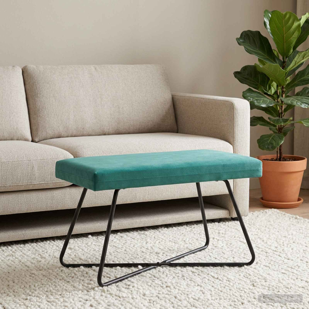 Bank Turquoise 80 x 40 x 45 cm fluweel is nu te koop bij PeponiXL, paradijselijk wonen!