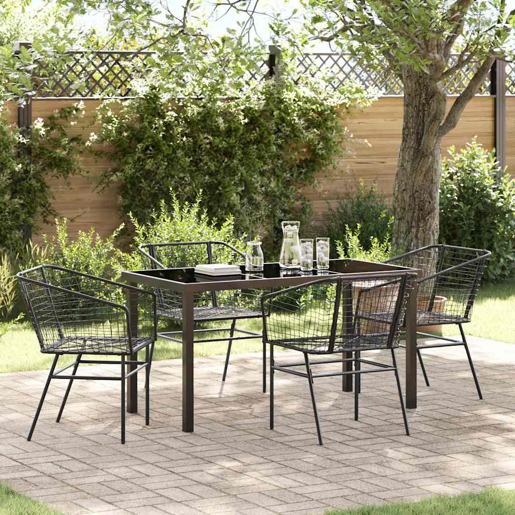 Tuin eettafelset 5 pcs Zwart poly rattan is nu te koop bij PeponiXL, paradijselijk wonen!