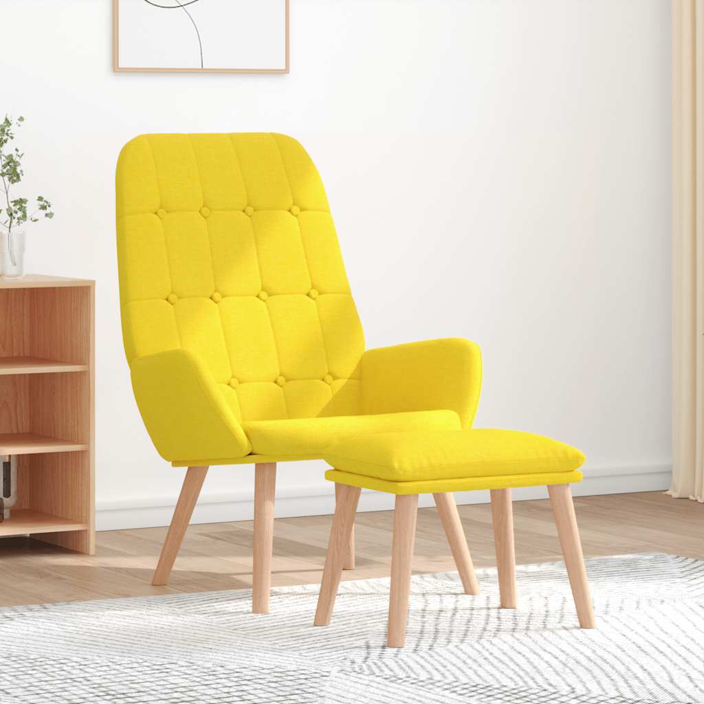 Relaxstoel met voetenbank stof lichtgeel is nu te koop bij PeponiXL, paradijselijk wonen!
