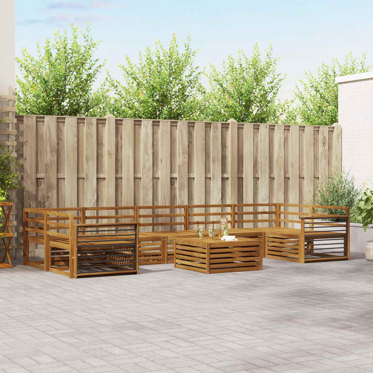 Buiten bankenset 8 pcs Naturel Massief Acaciahout is nu te koop bij PeponiXL, paradijselijk wonen!