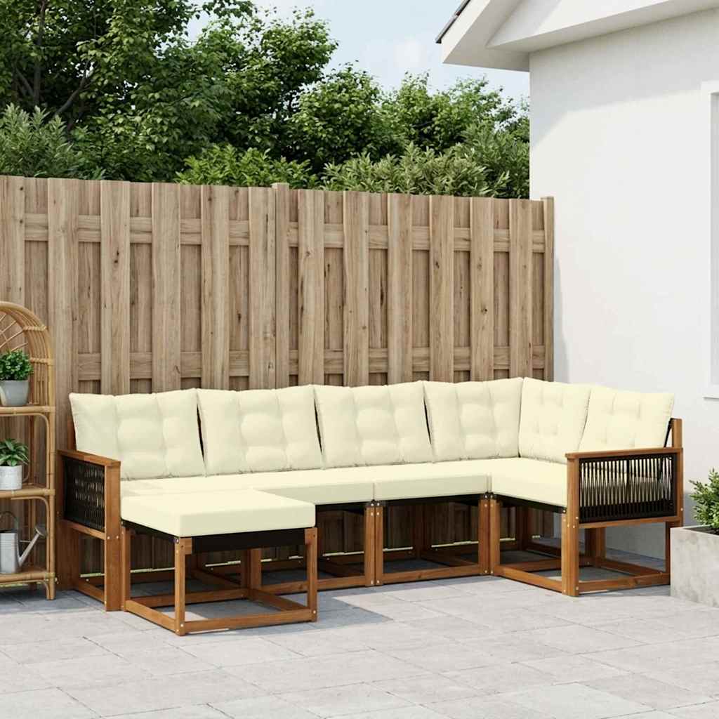 Buiten bankenset met kussen 6 pcs Natuurlijk en Crème is nu te koop bij PeponiXL, paradijselijk wonen!