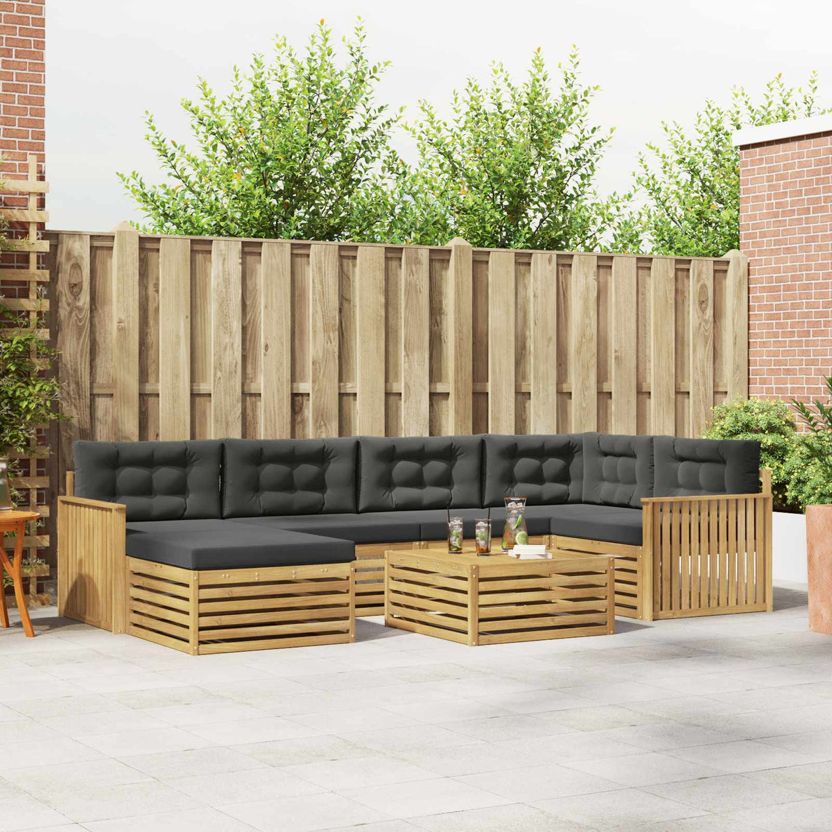 Buiten bankenset met kussen 7 pcs Wit en antracietkleurig is nu te koop bij PeponiXL, paradijselijk wonen!