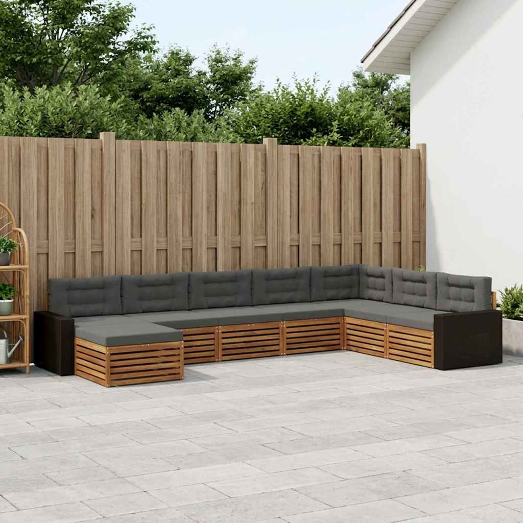 Buiten bankenset met kussen 8 pcs Natuurlijk en Antraciet is nu te koop bij PeponiXL, paradijselijk wonen!
