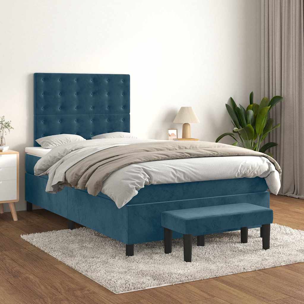 Boxspring met matras fluweel donkerblauw 120x190 cm is nu te koop bij PeponiXL, paradijselijk wonen!