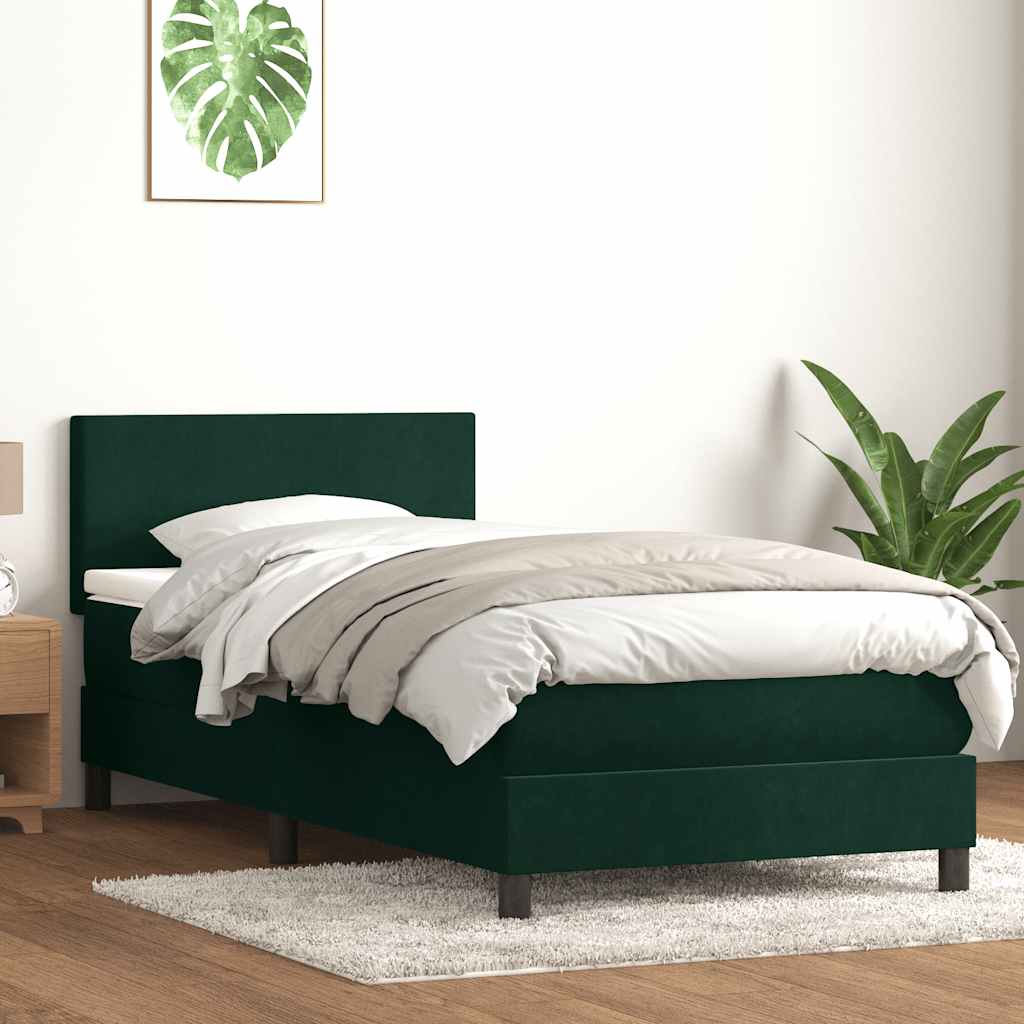 Boxspring met matras fluweel donkergroen 80x220 cm is nu te koop bij PeponiXL, paradijselijk wonen!