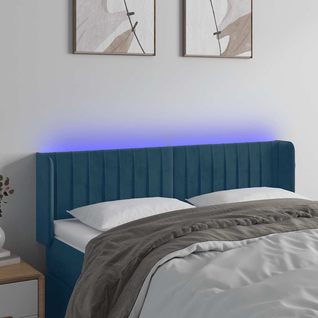 Hoofdbord LED 147x16x78/88 cm fluweel donkerblauw is nu te koop bij PeponiXL, paradijselijk wonen!
