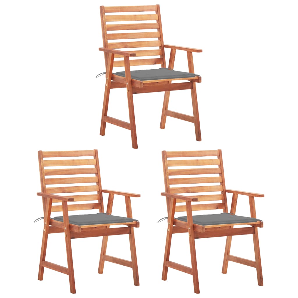 Tuinstoelen 3 st met kussens massief acaciahout is nu te koop bij PeponiXL, paradijselijk wonen!
