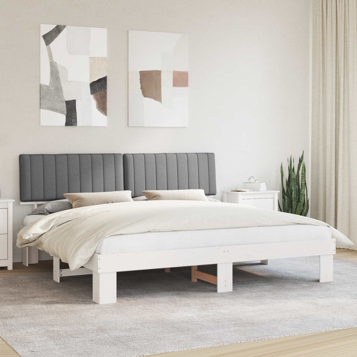 Bedframe met Gevoerd Hoofdgedeelte Lichtgrijs 200 x 200 cm is nu te koop bij PeponiXL, paradijselijk wonen!