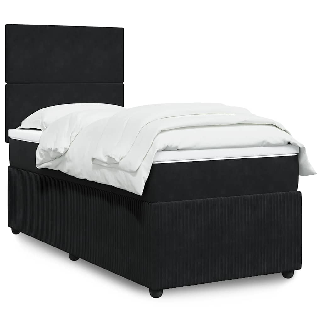 Boxspring met matras fluweel zwart 100x200 cm is nu te koop bij PeponiXL, paradijselijk wonen!