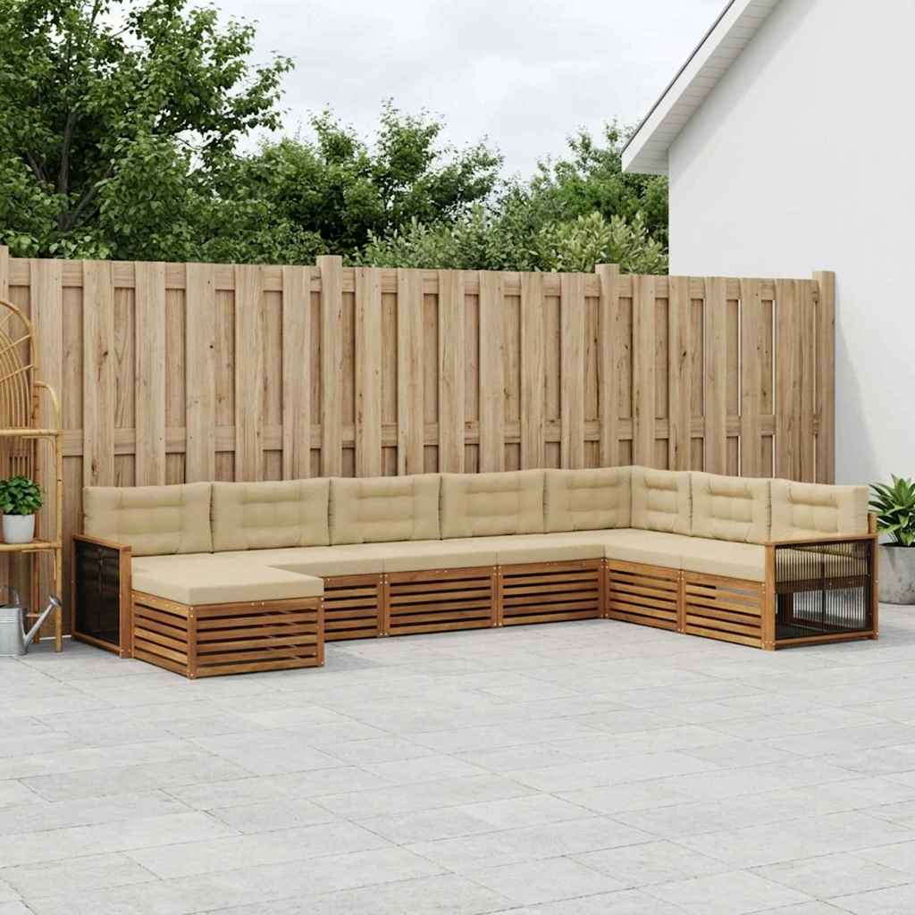 Buiten bankenset met kussen 8 pcs Natuurlijk en Beige is nu te koop bij PeponiXL, paradijselijk wonen!