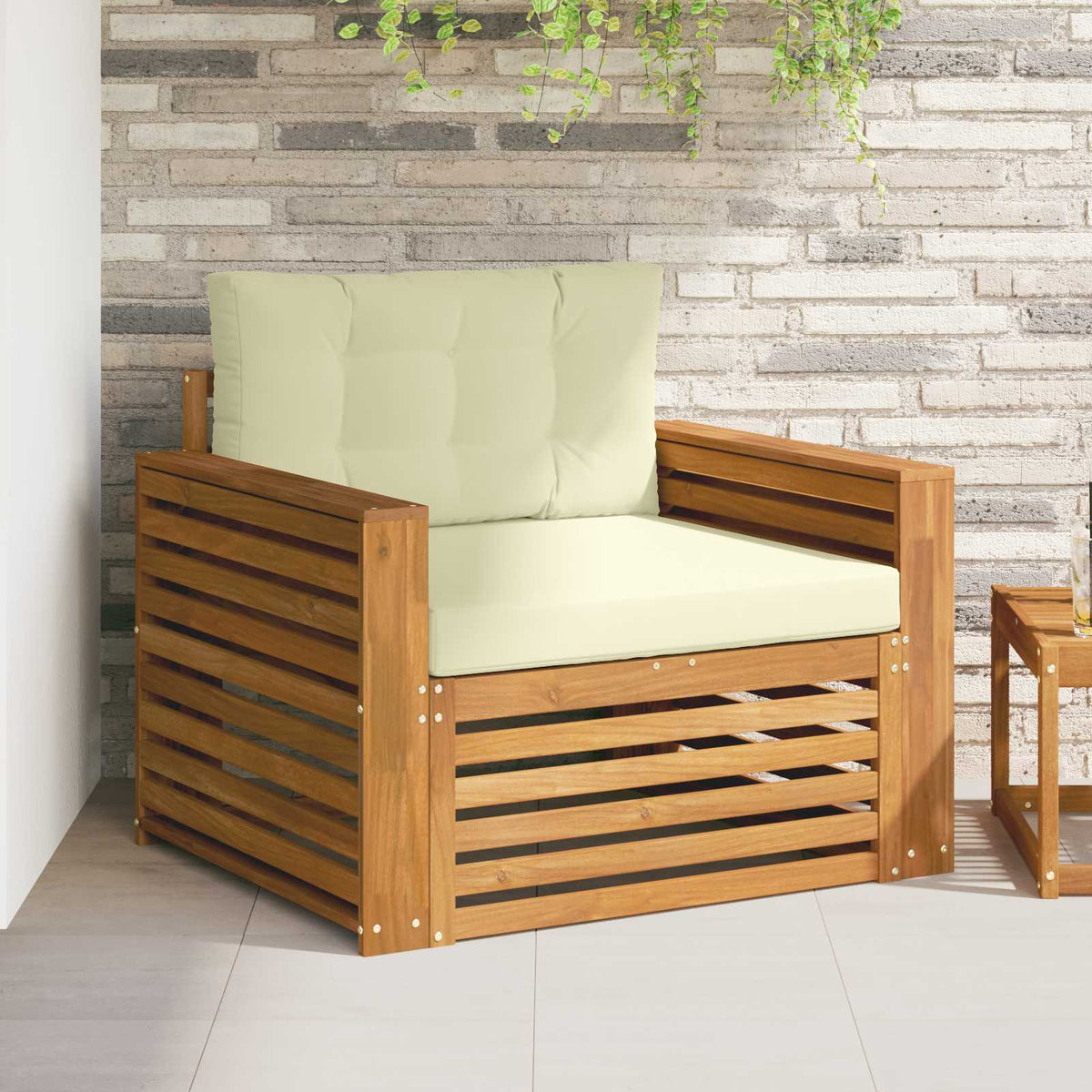 Tuinbank Massief Acaciahout en Polyester Natuurlijk en Crème is nu te koop bij PeponiXL, paradijselijk wonen!