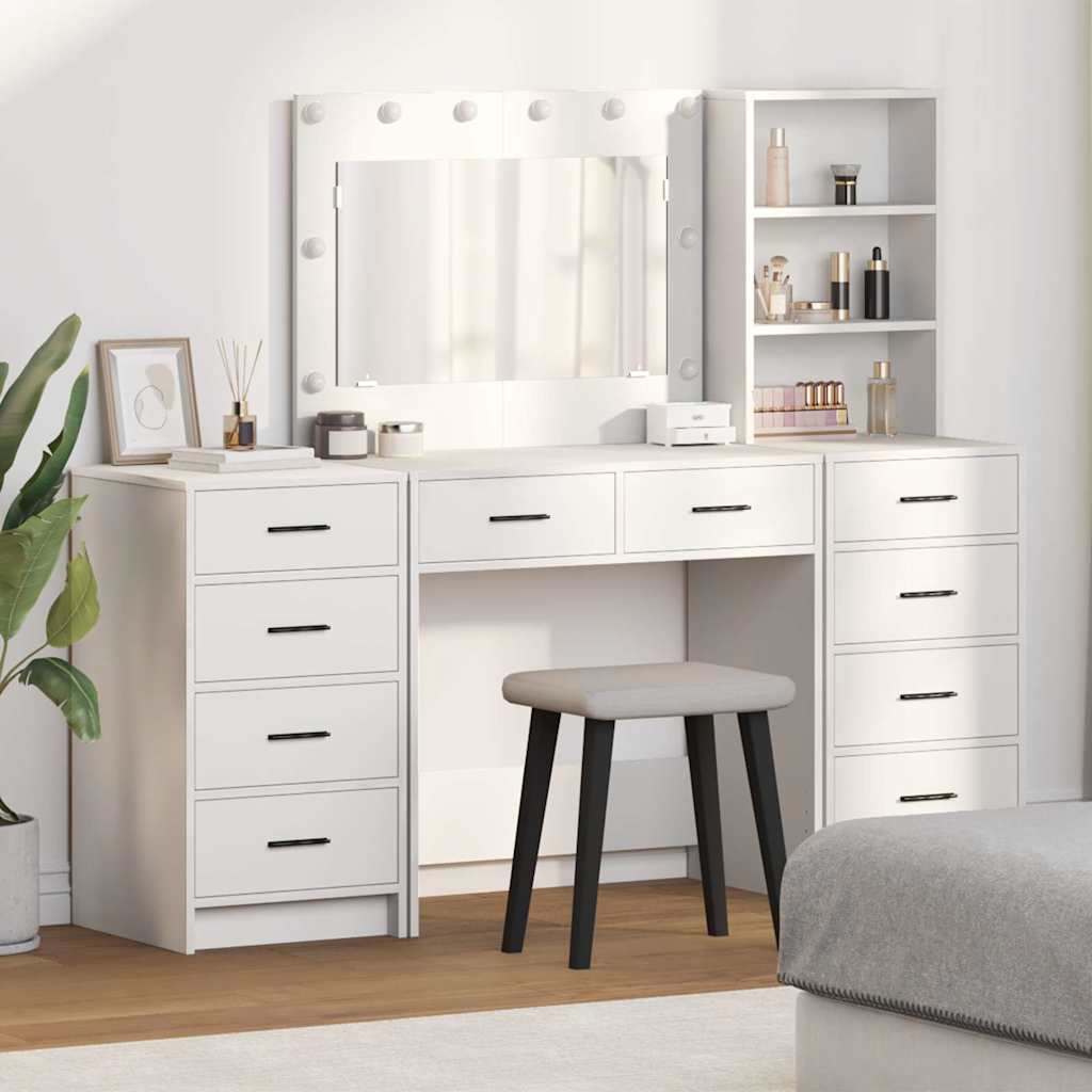 Plafondtafel met spiegellichten met lade 3 pcs Wit Bewerkt hout is nu te koop bij PeponiXL, paradijselijk wonen!