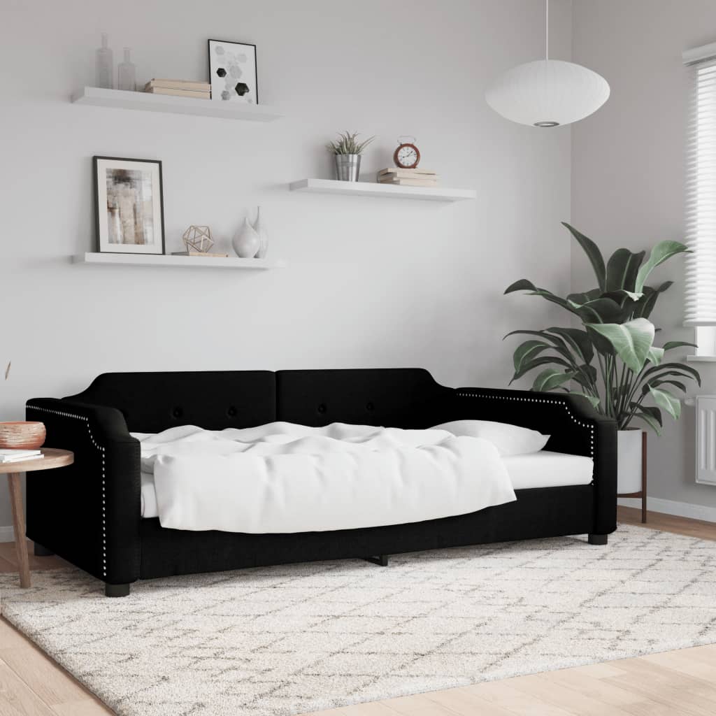 Slaapbank 90x200 cm stof zwart is nu te koop bij PeponiXL, paradijselijk wonen!